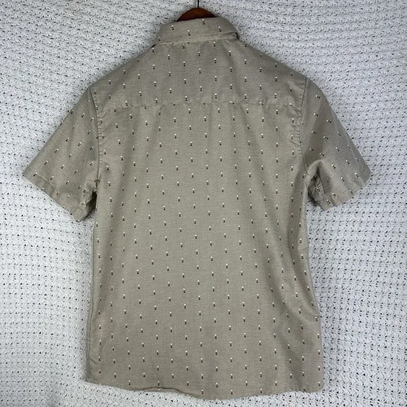 Craft + Flow Boys Button Up Shirt Large Tan Short Sleeve Casual Pocket - Picture 4 of 7